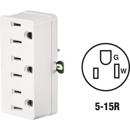 Leviton Straight Blade Receptacle, 5-15R, 15 A, 125V AC, 2 Pole, 3 Wire, Grounded 004-00698-00W